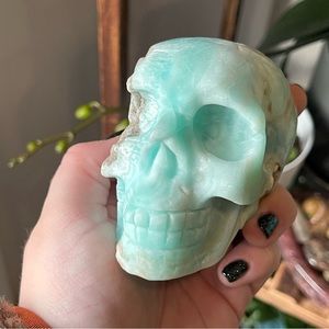 💀Caribbean Calcite Crystal Skull Carving💀
